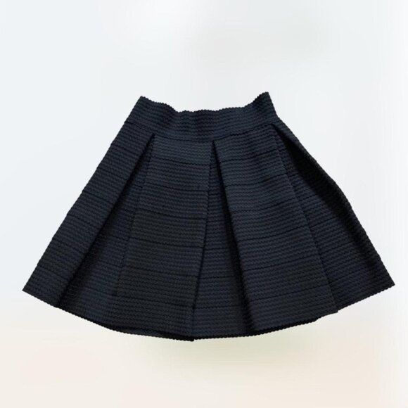NWOT Devlin Deep Black Women's Size XS Textured Stretch A-line Pleated Skirt - Picture 1 of 4